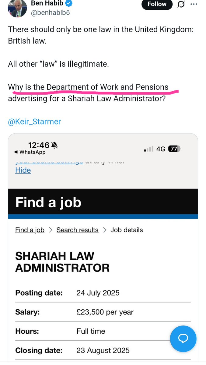 day156324's tweet image. Ben Habib is lying yet again just like so many rightwing arseholes spewing DISINFORMATION.
He's posted this saying its a job within the DWP its not its a private company.
My next point is would he have same problem Religious law on Rabbi's overseeing Beth Din for a 'Get'