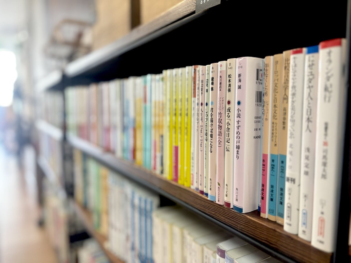 Yomogibooks's tweet image. 今日はびっくりするくらいお客さまに会えていませんが、古本文庫コーナーは充実させました！

こんな時は路面店がちょっと羨ましくなりますが、建物内だと本が焼けづらいし、涼しく本を選べるメリットもあるのでぜひご覧くださいー