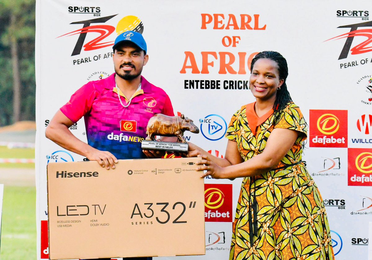Pearl of Africa T20 Cup, Entebbe Cricket Oval - Uganda: Left-arm spinner Haider Ali was adjudged the bowler of the tournament - 13 wickets in six games - Haider took his tournament wickets at an amazing average of a mere 8.92 runs per wicket at an economy rate of 4.83.