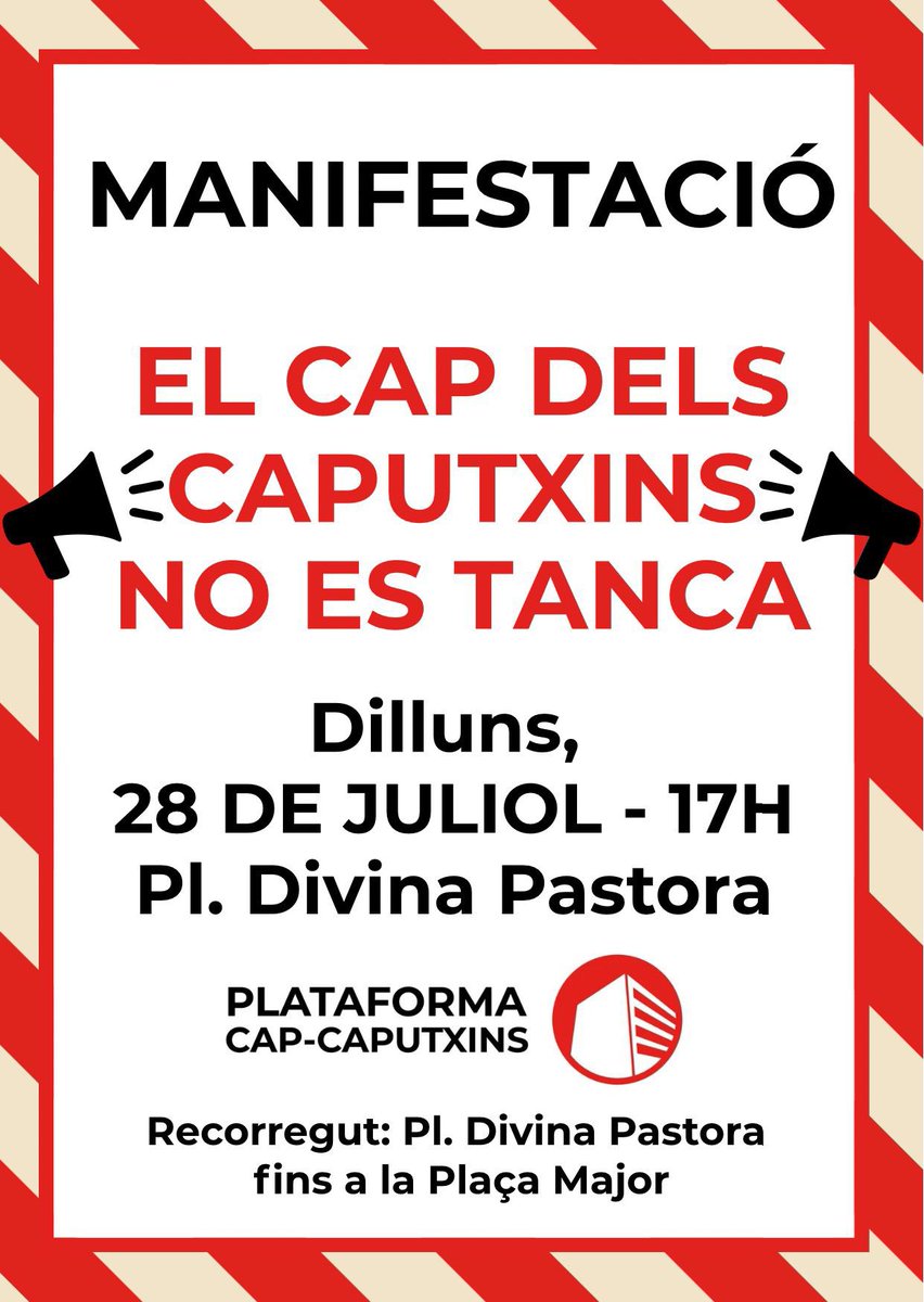 Avui a les 5 de la tarda hi ha #PleVic, amb aquest ordre del dia: vic.cat/ajuntament/com…

Un dels punts principals és la cessió del terreny del mercat municipal a Salut per fer-hi un macroCAP, que implicarà tancar el dels Caputxins, i per això hi ha manifestació també a les 5: