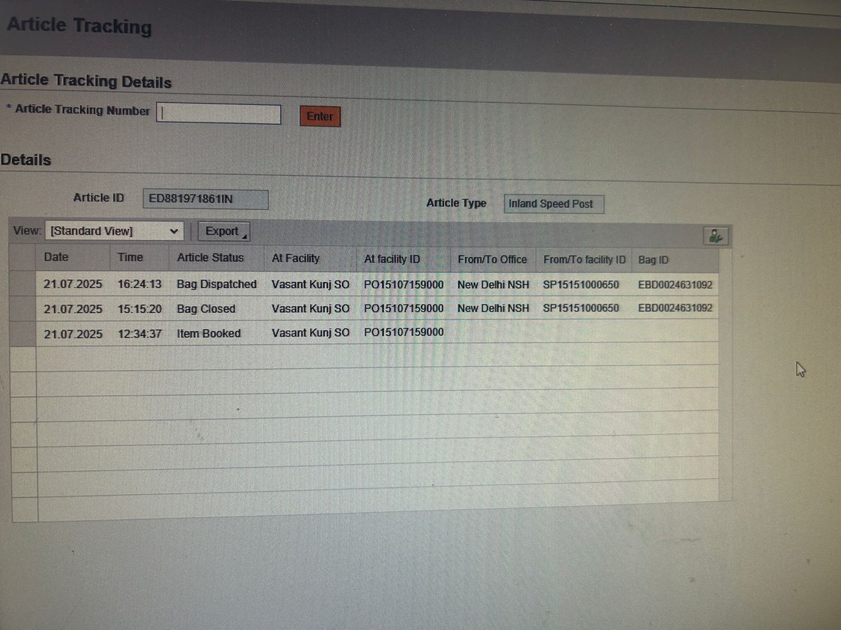 anoopdangwal4's tweet photo. @IndiaPostOffice  Article not received yet can you check and do the needful as soon as possible https://t.co/pwpPqnnKHB