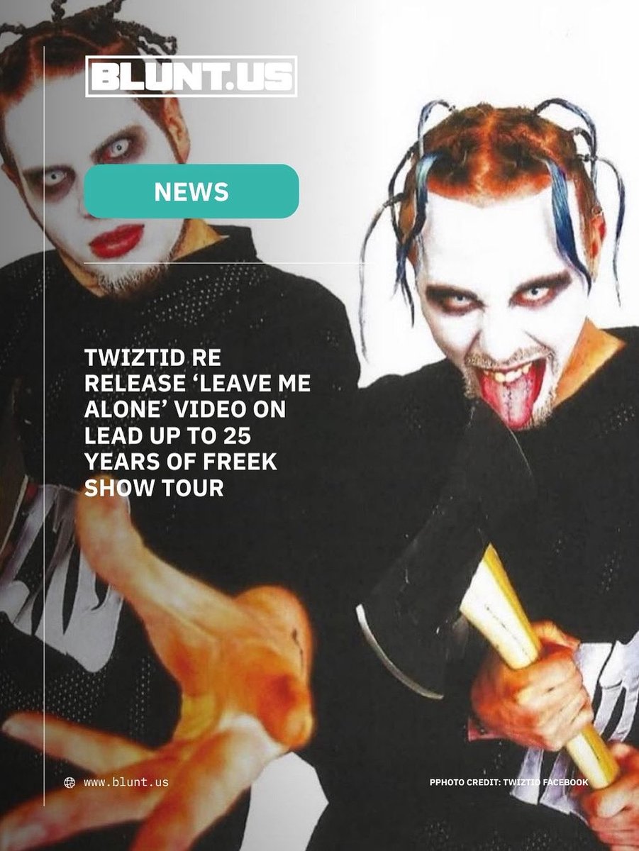 bluntmagus's tweet image. .@tweetmesohard ‘s ‘Leave Me Alone’ video is out now 👊
The 25 Years of ‘Freek Show’ tour kicks off August 8.
Full story, the video and tour dates right here ⤵️
blunt.us/music/twiztid-…