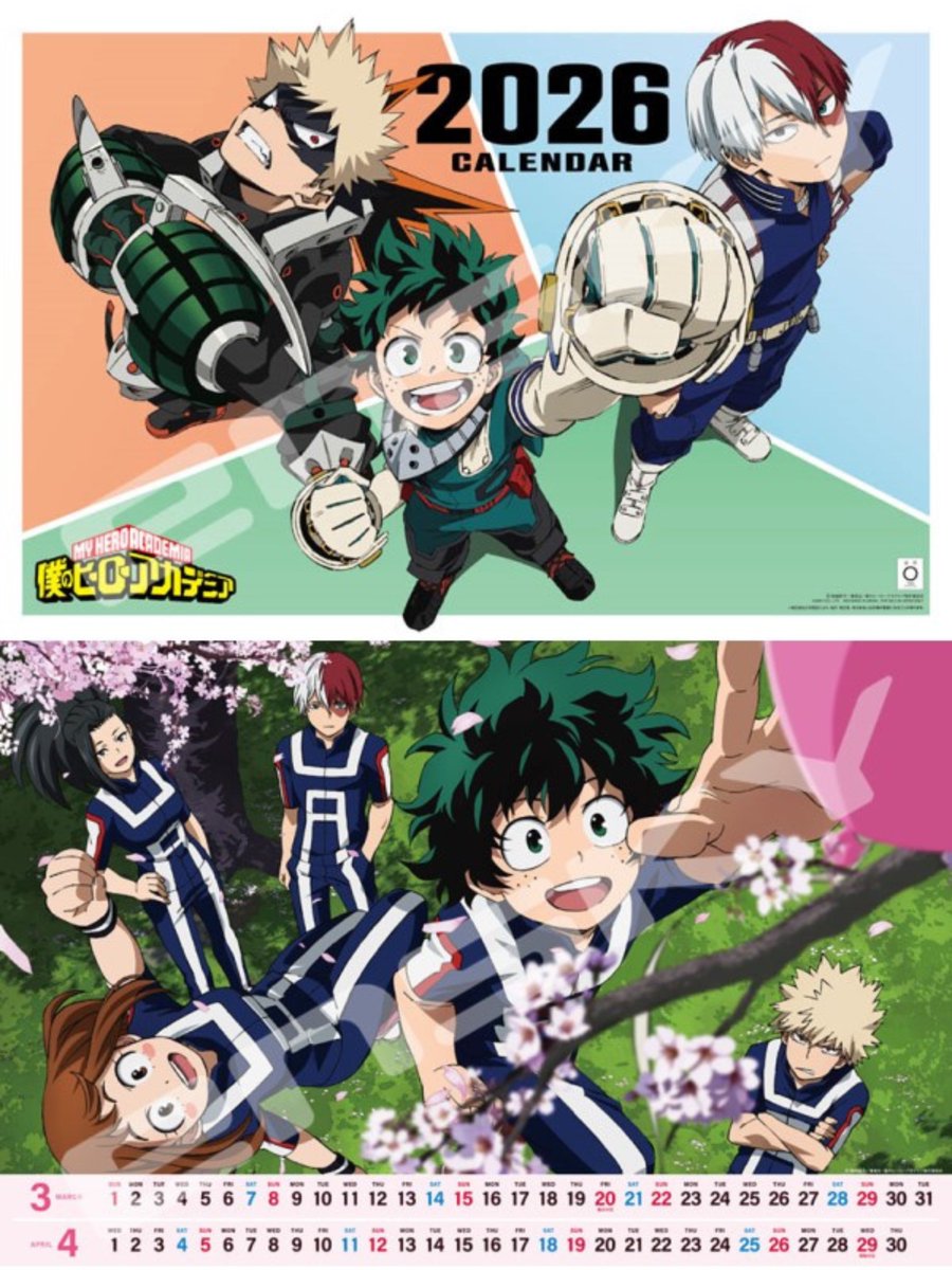 TVアニメ『僕のヒーローアカデミア』 2026年 壁掛けカレンダー CL-021