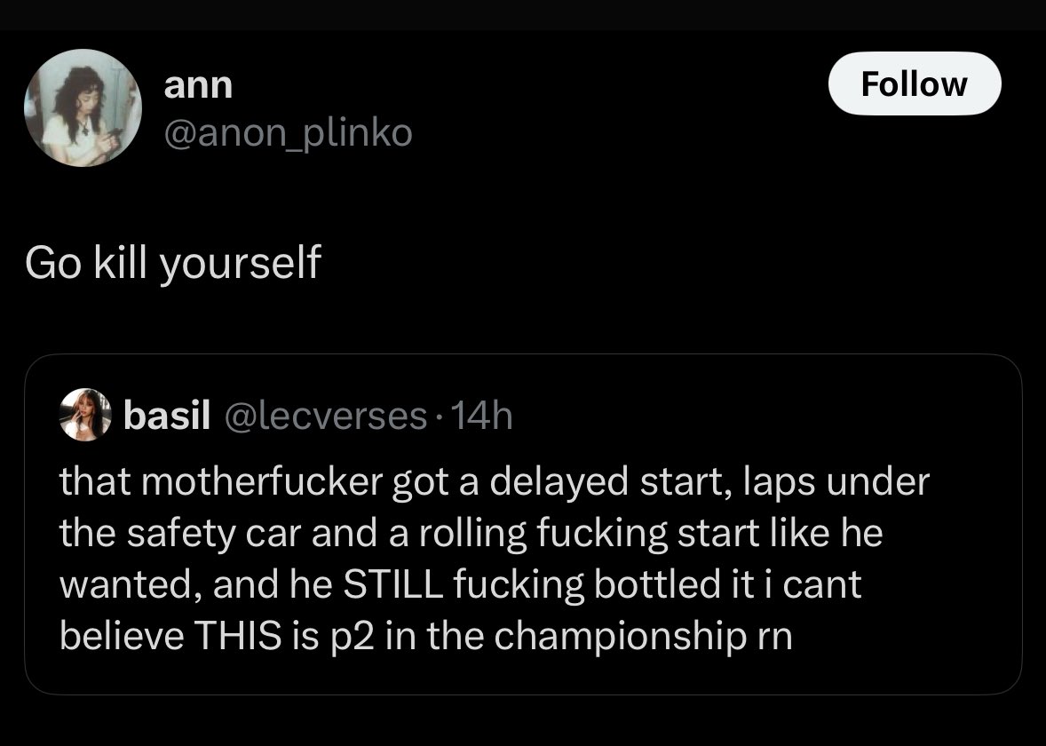 lecverses's tweet image. positive streak ended i fear 😔
