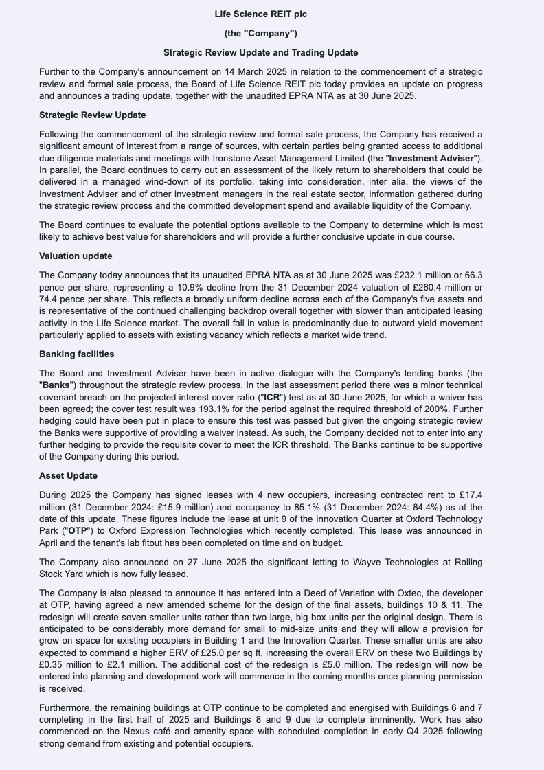 AimforProfit's tweet image. #LABS Life Science REIT  Strategic Review