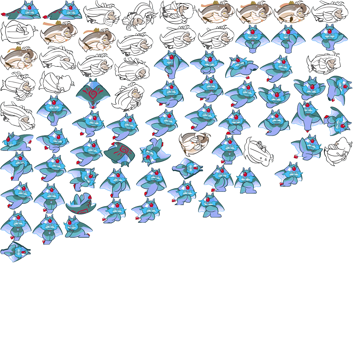 Fishgutz_'s tweet image. Somehow I had a feeling they'd use mocha ray's spritesheet as a reference for blue whale cookie