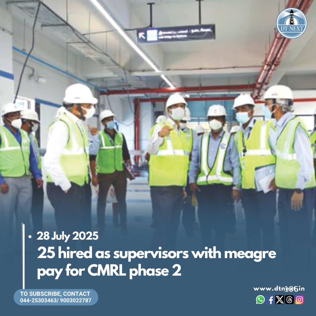 dt_next's tweet image. The Delhi #Metro Rail Corporation has hired 25 polytechnic diploma holders on a fixed 3-year contract for #ChennaiMetro Phase II expansions. While these candidates are from Tamil Nadu, the #DMRC will also hire from outside the state. 

🖊️ @NirupaSampath
dtnext.in/news/chennai/2…