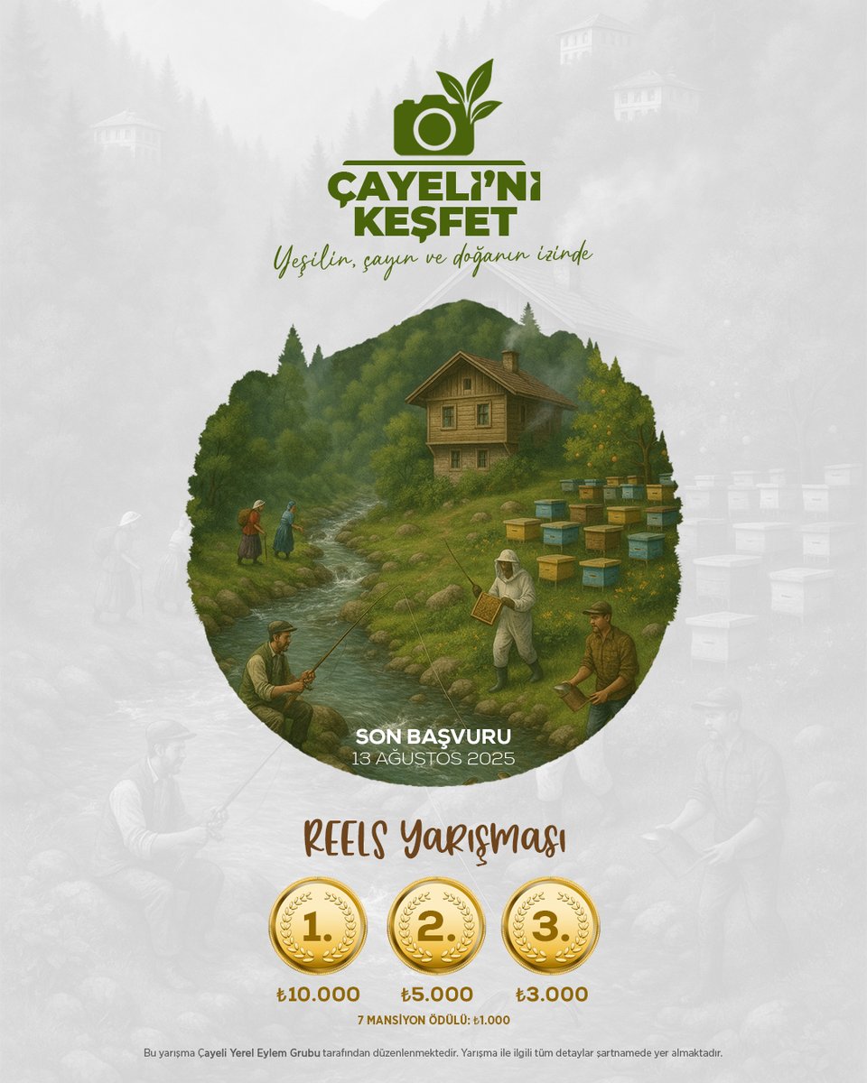 🌿 Fotoğraf ve Reels yarışmalarımıza katıl, sende #çayelinikeşfet!

📷 kadrajınla...
🎬 videonla...
👀 bakış açınla fark yarat!

🏆 Toplamda 50.000₺’yi aşan ödüller seni bekliyor!
📅 Son Başvuru: 13 Ağustos 2025

• Detaylar için: cayeliyikesfet.com/yarisma/