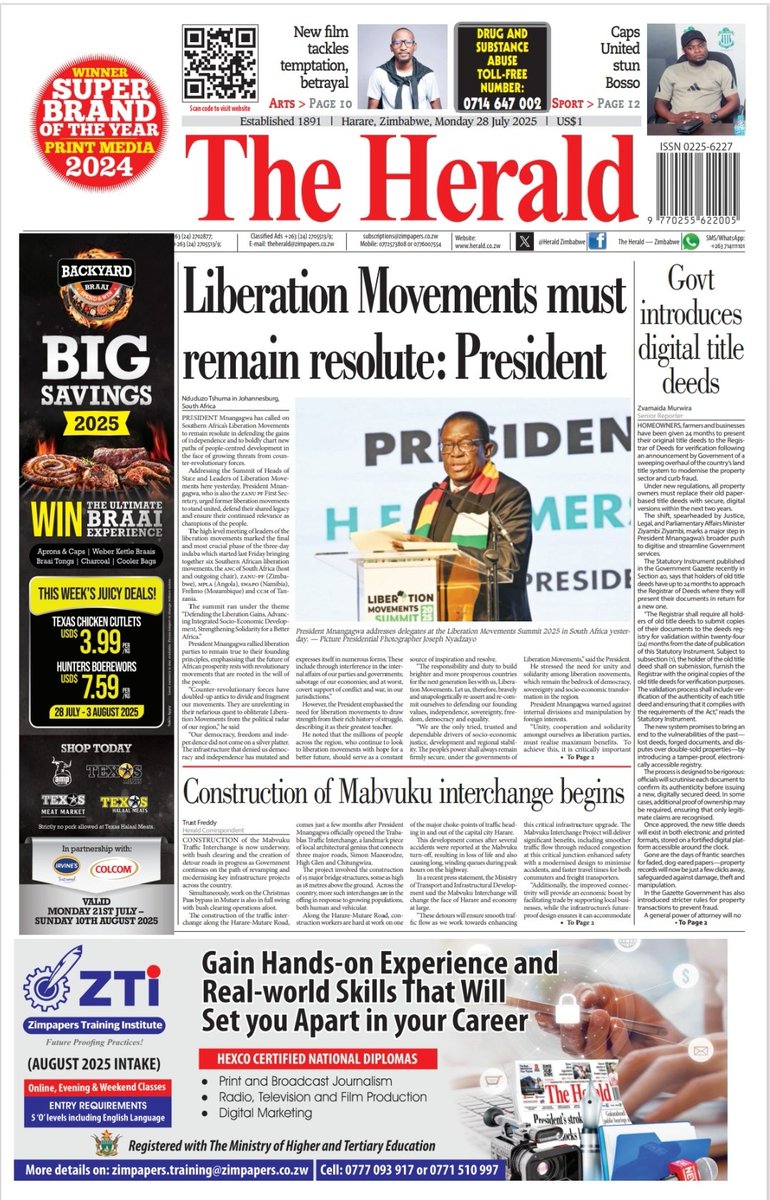 Blessed morning! Grab yourself today's <a href="/HeraldZimbabwe/">The Herald Zimbabwe</a> and feast