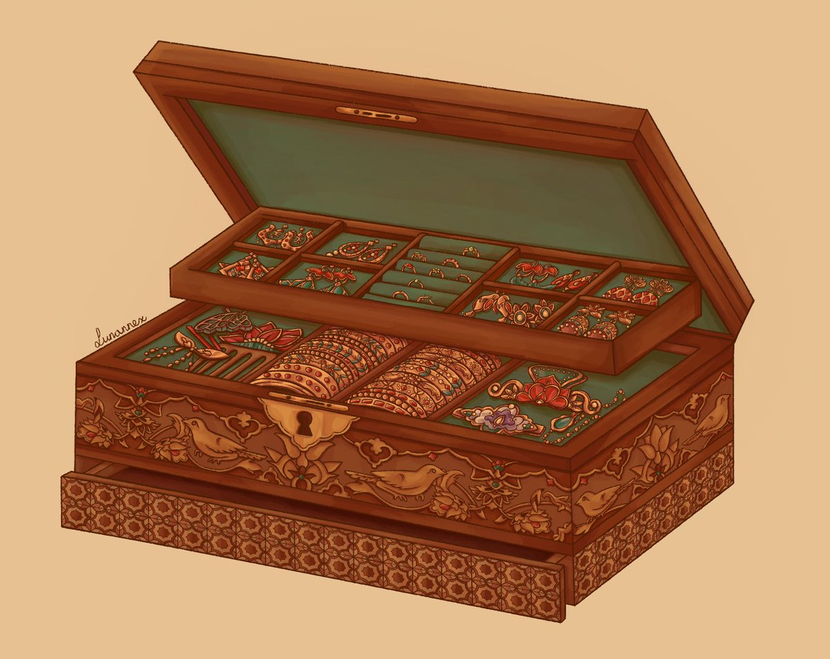 Jewelry box design for Kaveh!! Notes about this in the thread #GenshinImpact #Kaveh
