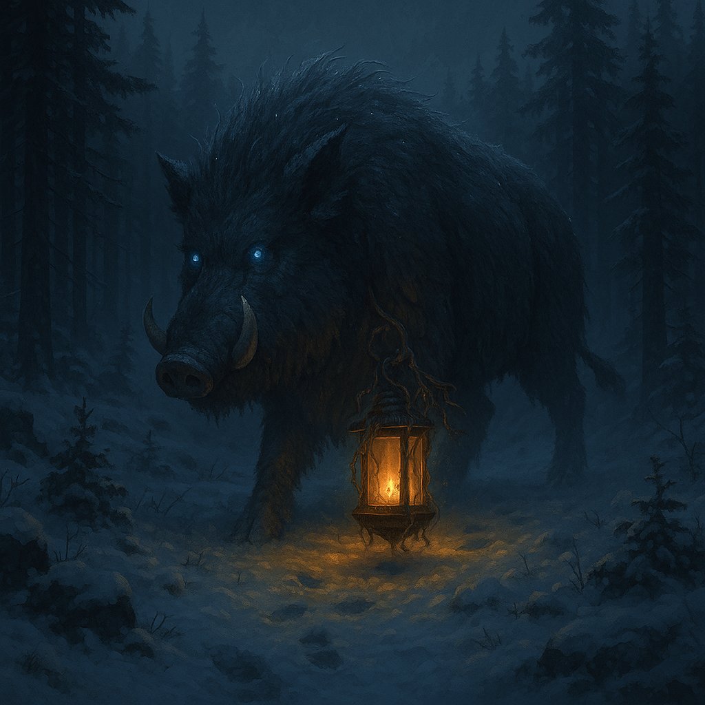 QuietBeasts's tweet photo. Tirro 🐗🕯️
Tirro lumbers through winter forests, his heavy lantern wrapped in roots and frost.

He only visits those carrying too much.

#Lanternborne #FantasyArt #QuietBeasts #Romantasy #ForestSpirit #BurdenBeast https://t.co/wjsLT8FSSV