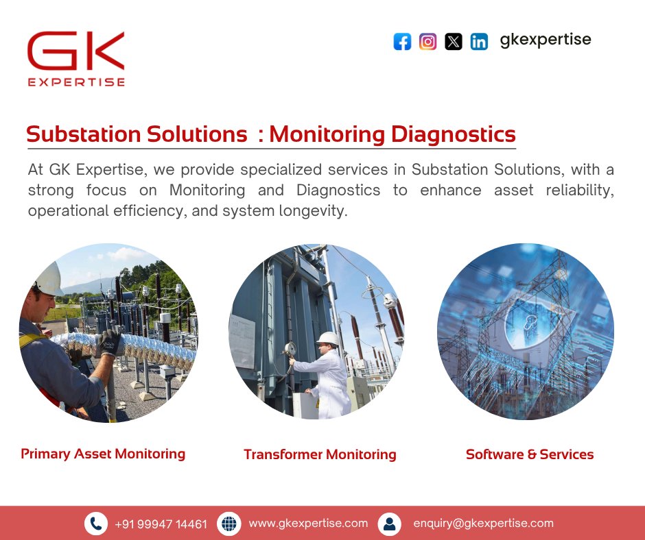 gk_expertise's tweet image. Substation Solutions  : Monitoring Diagnostics | GK Expertise

Get in Touch With Us
📲 +91 99947 14461
📤 enquiry@gkexpertise.com
🔗 gkexpertise.com

 #substation #SubstationSolutions #PowerSystems #SmartGrid #EnergyManagement #PowerInfrastructure #AssetDiagnostics