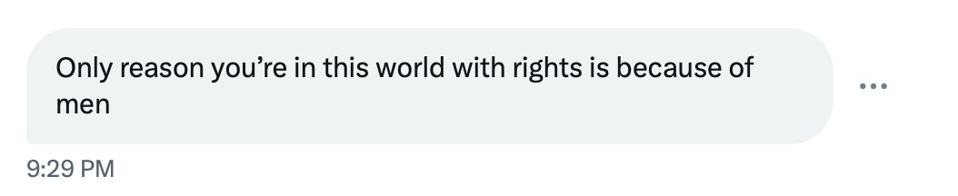 The only reason I have rights is because of feminism. You, Josh, wouldn't have fought for my rights because you don't see me as a person; you see me as property to be controlled. Heal yourself.