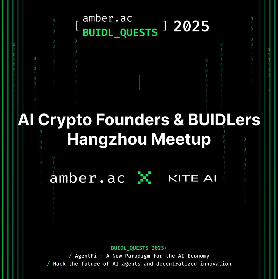 amber_ac_'s tweet image. Just 3 hours to go until our Hangzhou Meet-up kicks off!!!
Hosted by @amber_ac & @GoKiteAI @KiteAIChinese , our BUIDL_QUESTS 2025 Hangzhou Meet-up is happening tonight— a high-signal gathering at the cutting edge of AI × Crypto and AgentFi.
Join us and make sure not to miss…