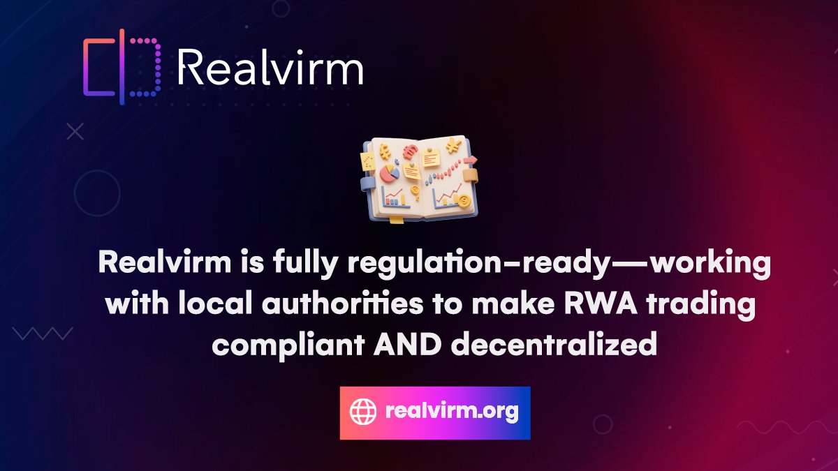 🧑‍⚖️ Legal doesn’t mean boring. 

🏛📈 #Realvirm is fully regulation-ready—working with local authorities to make RWA trading compliant AND decentralized.

$RVM