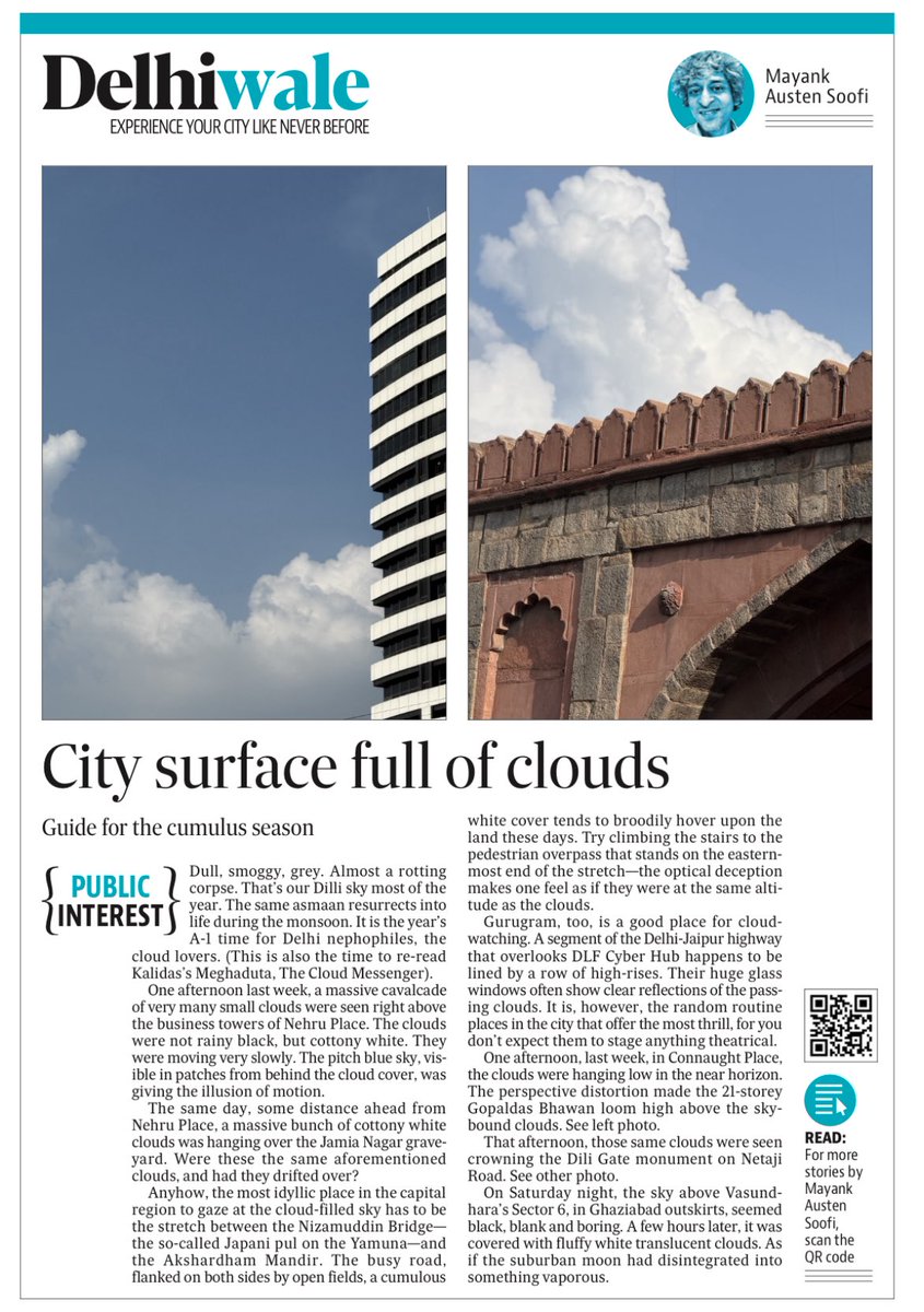 thedelhiwalla's tweet image. Dull, smoggy, grey. Almost a rotting corpse. That’s the Delhi sky most of the year. The same sky resurrects into life during the monsoon. It is the year’s A-1 time for Delhi nephophiles, the cloud lovers… my field guide—please read!