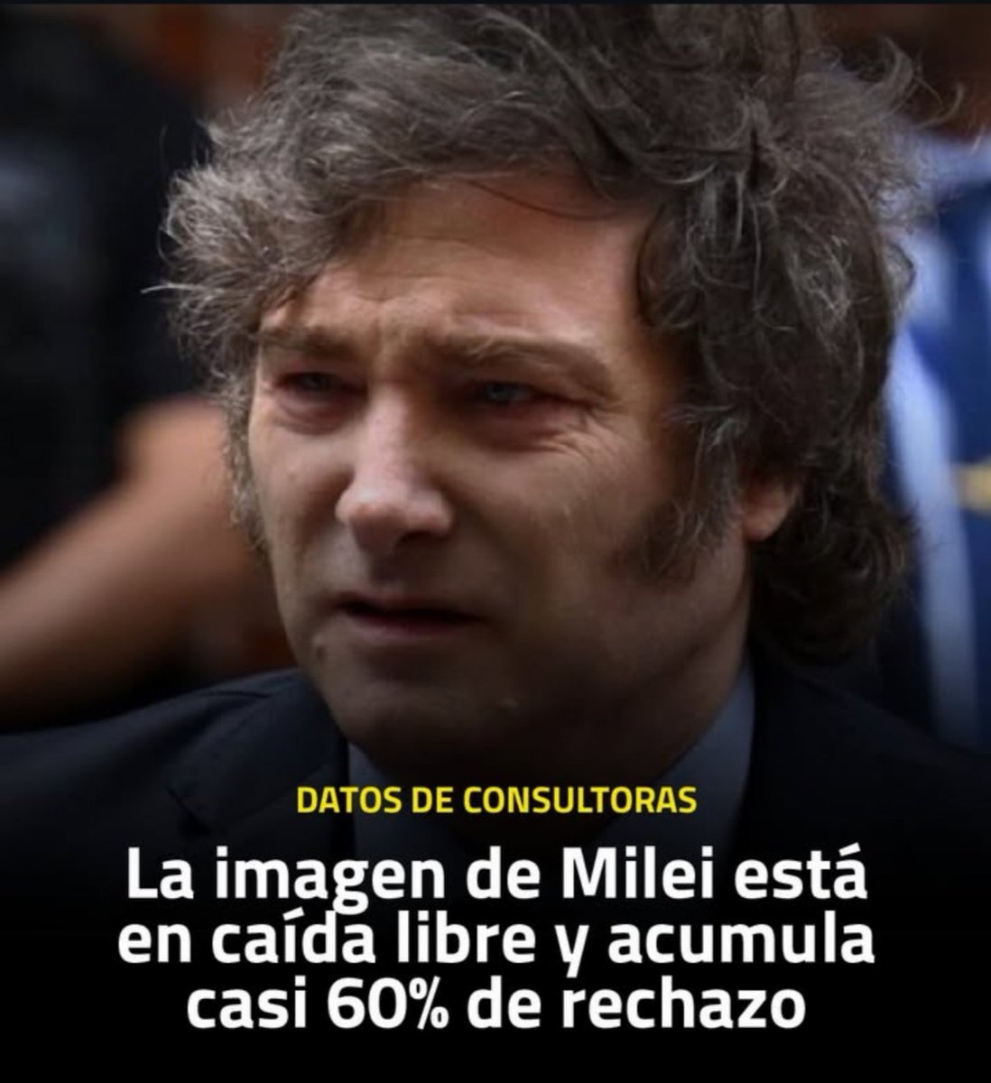 DOGDEGA's tweet image. 🇦🇷 Crece el rechazo y el sentimiento anti Milei en la población argentina,según las últimas encuestas de datos de consultoría,la imágen de Milei está en caída libre y acumula un 60% de rechazo con tendencia a bajar aún más.