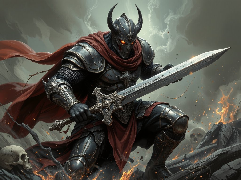 d20sides's tweet photo. Forged in ruin, fed by war.
His sword drinks light, and his eyes burn like the last stars in a dead sky.
The Doomblade Knight walks. Mercy is not in his code.
#DarkFantasy #AIArt #EvilKnight #CursedBlade #FantasyCharacterDesign https://t.co/FDpH1T98Hr