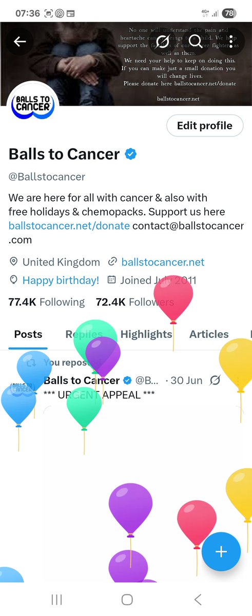 Ballstocancer's tweet image. Its our #birthday !!! It would be amazing if you could celebrate with us and drop us a small (or big) donation here ballstocancer.net/donate Thank you