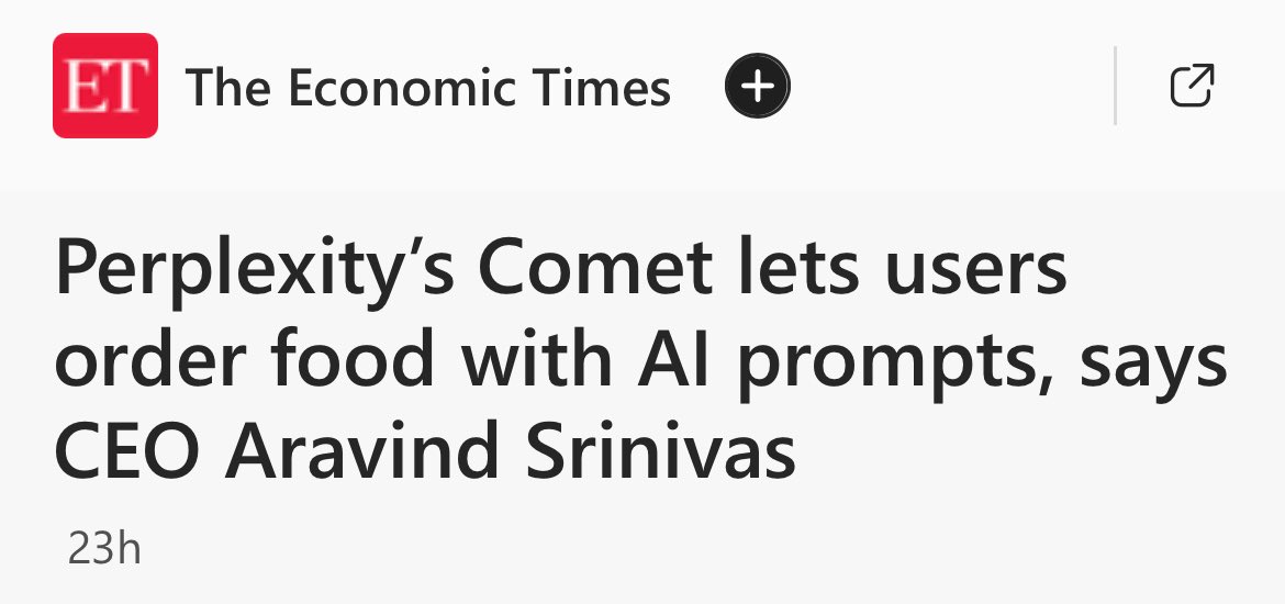SanSip's tweet image. Stunning technological breakthrough: you can now order food with AI. Wonder how we managed all this time.
m.economictimes.com/tech/artificia…