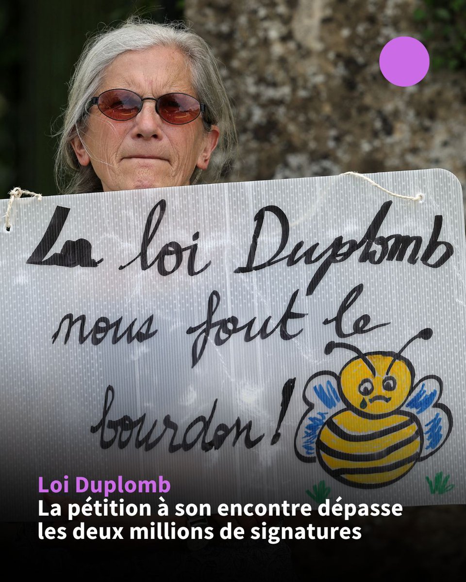 🇫🇷 La mobilisation citoyenne se poursuit : la pétition contre la loi Duplomb, qui permet notamment la réintroduction sous conditions d'un pesticide, interdit depuis 2018, a dépassé lundi matin la barre des deux millions de signatures sur le site de l'Assemblée nationale.