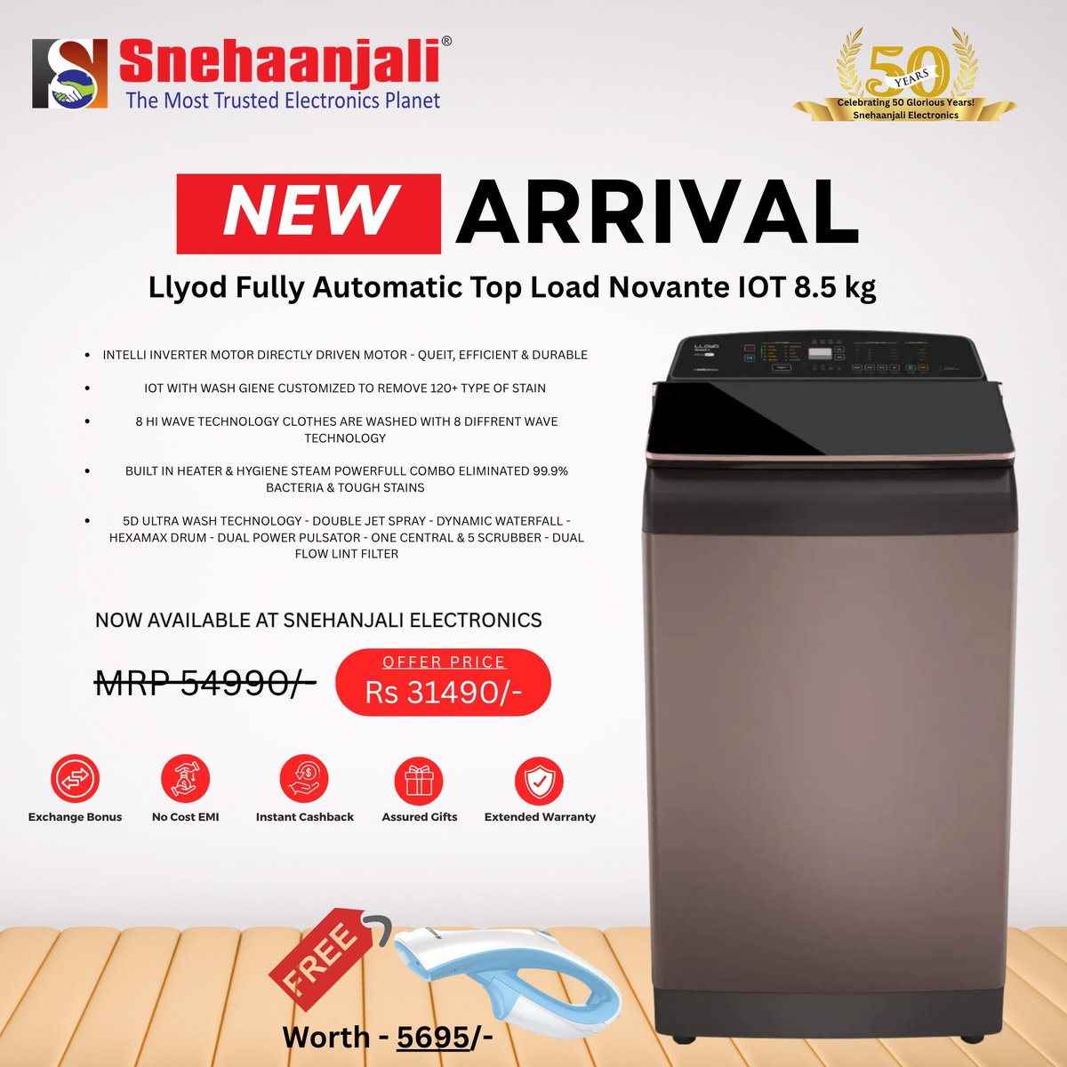 snehaanjali_'s tweet photo. Smart. Stylish. Sanitized — The Washing Machine Your Home Deserves!
Introducing the Novante IOT 8.5 kg Fully Automatic Top Load Washing Machine 
#NovanteWashingMachine #HomeAppliances #SmartLaundry #SnehanjaliElectronics #Mumbai #AutomaticWashingMachine #TopLoadWashingMachine https://t.co/Dc4tB0SQrK