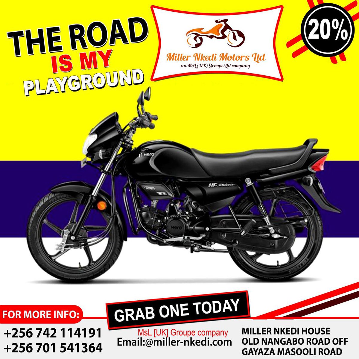 Be your own boss today and let the world know about you. With #MillerNkediMotorsLtd the dreams can come true. Get yourself a motorbike today