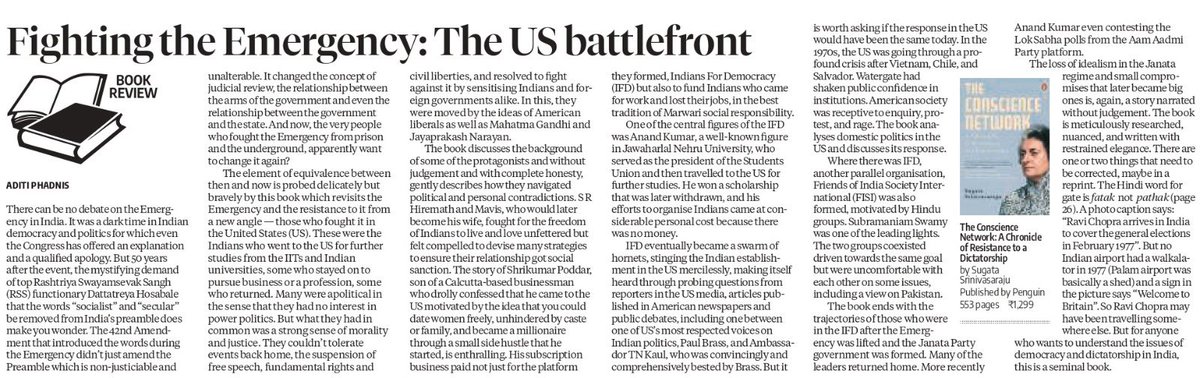 Sugata Srinivasaraju (@sugataraju) on Twitter photo “The book is meticulously researched, nuanced and written with restrained elegance… For anyone who wants to understand the issues of democracy and dictatorship in India, this is a seminal book.” A heartwarming review of #TheConscienceNetwork in <a href="/bsindia/">Business Standard</a> by Aditi Phadnis. “The book is meticulously researched, nuanced and written with restrained elegance… For anyone who wants to understand the issues of democracy and dictatorship in India, this is a seminal book.” A heartwarming review of #TheConscienceNetwork in <a href="/bsindia/">Business Standard</a> by Aditi Phadnis.