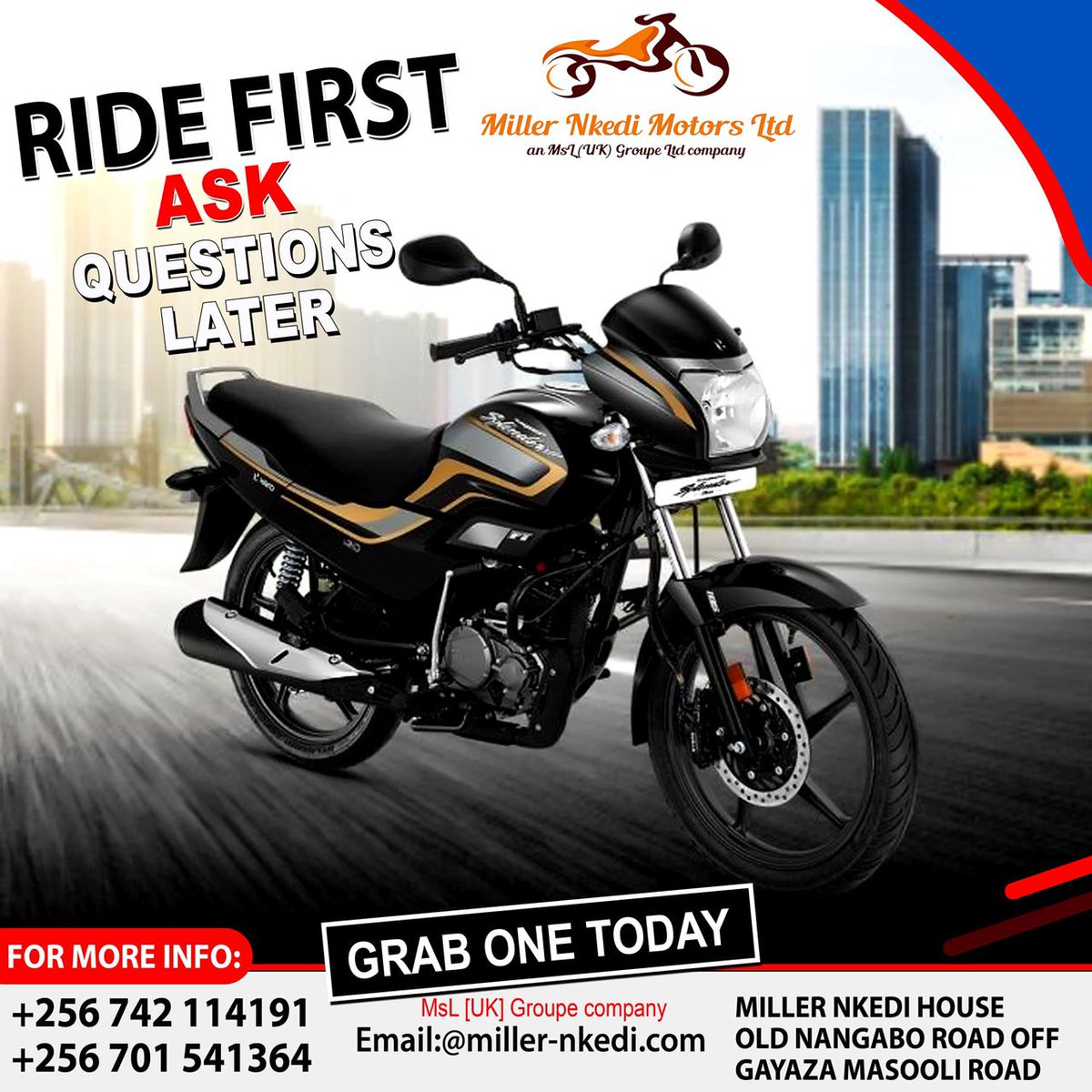 Be your own boss today and let the world know about you. With #MillerNkediMotorsLtd the dreams can come true. Get yourself a motorbike today , Ride First Ask Questions Later 🏍🏍