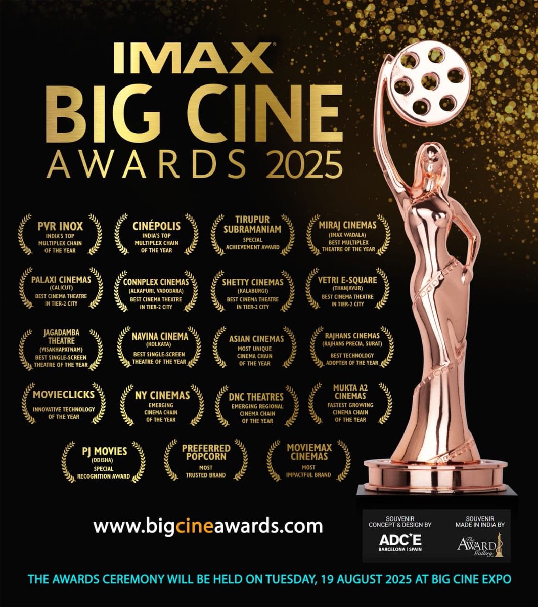 VETRI E-SQUARE (@vetriesquare) on Twitter photo IMAX BIG CINE AWARDS 2025
Our <a href="/vetriesquare/">VETRI E-SQUARE</a> bags award for BEST CINEMA THEATRE IN TIER-2 CITY IMAX BIG CINE AWARDS 2025
Our <a href="/vetriesquare/">VETRI E-SQUARE</a> bags award for BEST CINEMA THEATRE IN TIER-2 CITY