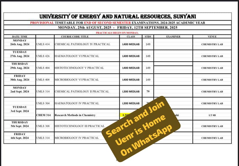 *ATTENTION, students!* 
The provisional exams timetable for the second semester is out! Exams will run from August 25 to September 12, 2025 – that's 19 days. Review the timetable ASAP and report any errors by this Friday, August 1, 2025.