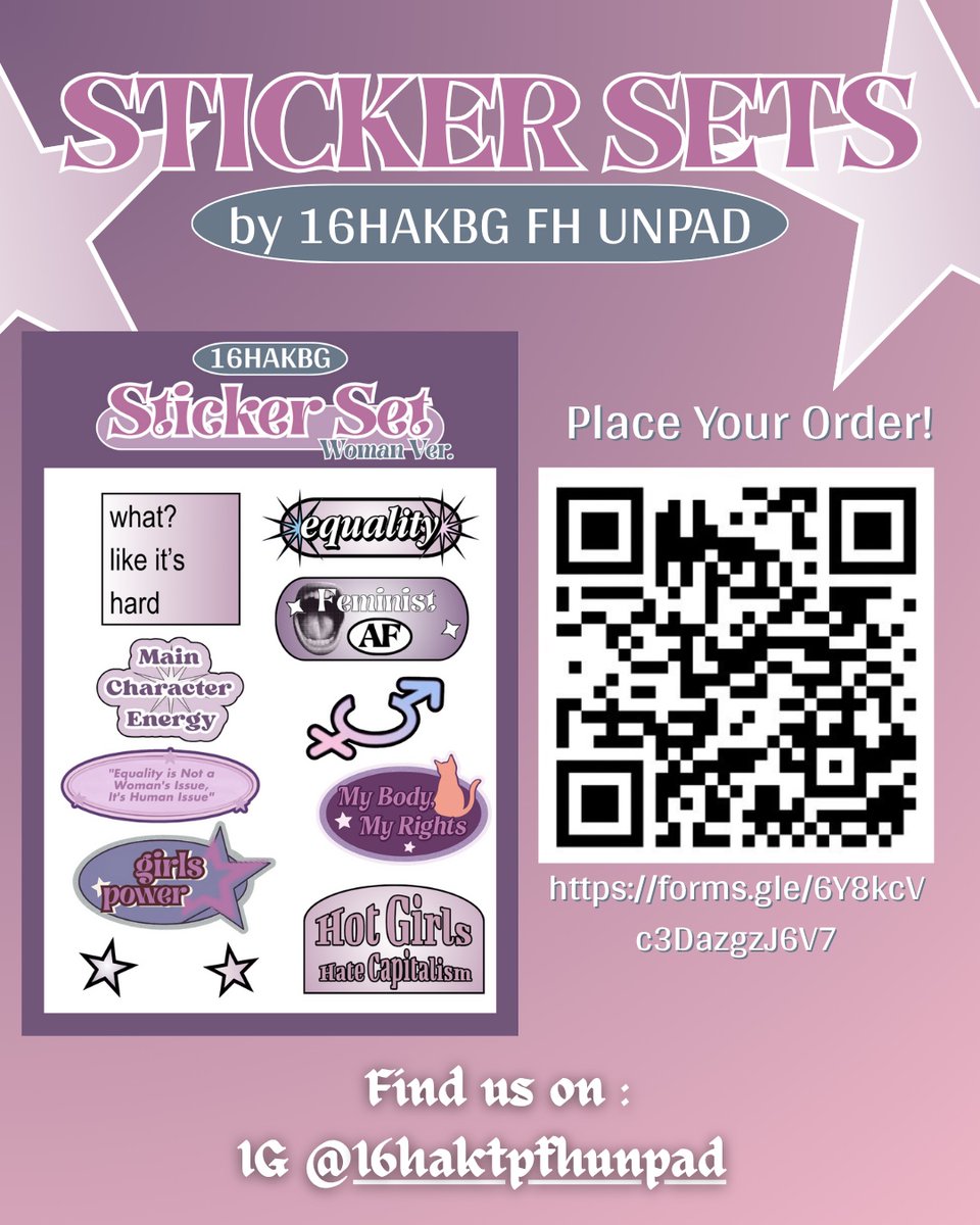 pad!📢𝐏𝐎 𝐌𝐄𝐑𝐂𝐇 𝟏𝟔𝐇𝐀𝐊𝐁𝐆 𝐅𝐇 𝐔𝐍𝐏𝐀𝐃📢

MABA UNPAD wajib punya! Stiker lucu cuma 𝟏𝟓𝐤/𝐬𝐞𝐭. GRAB YOUR STICKERS NOW‼️𝐋𝐈𝐌𝐈𝐓𝐄𝐃 𝐒𝐓𝐎𝐂𝐊!

📍PO sampai 9/08/2025

CP: ashaaaia / kieraputri2311 / dimfaishal (LINE)