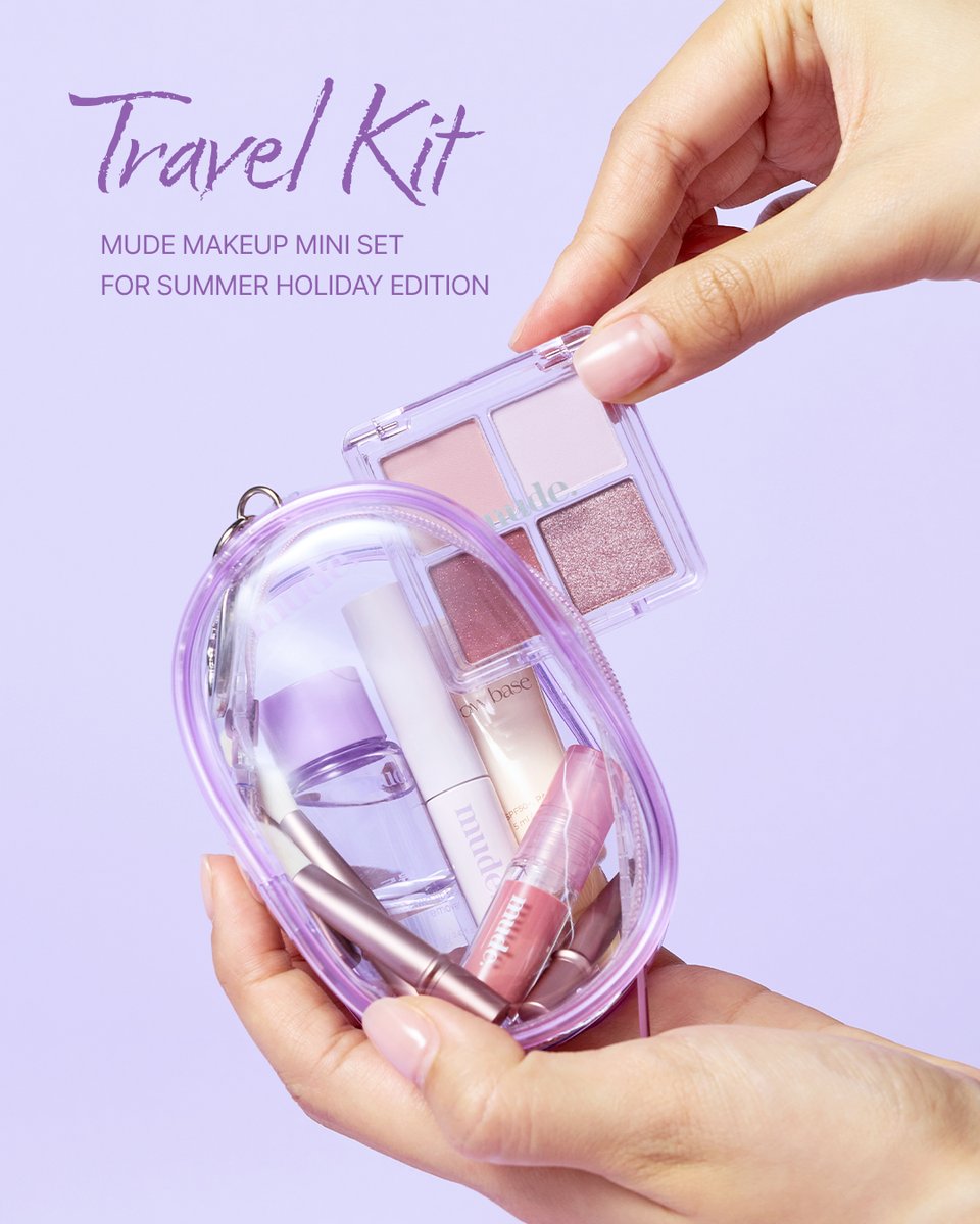 mude_jp's tweet image. 本日発売開始 #ミュードトラベルキット ！

パープルで統一されたデザインがさらに可愛い...😖💜カバンに付けて海、プール、キャンプ、ライブなどどこまでも一緒！皆様のお出かけの相棒として、ミニトラベルキットはいかがでしょうか？

発売記念イベントも開催中です🏝

qoo10.jp/g/1162930207…