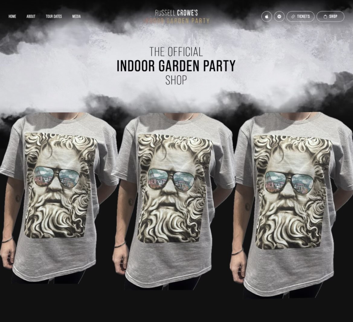 russellcrowe's tweet photo. Have you had a look at the IGP website lately ?

https://t.co/2KC0w4A584

New tshirts and a couple of new posters coming in the next few weeks

Enmore tickets on sale August 2nd 

This T up now. Head in the clouds when you remember the Colosseo gig ? 
Another @GBlayney triumph. https://t.co/Brm7laIpRe