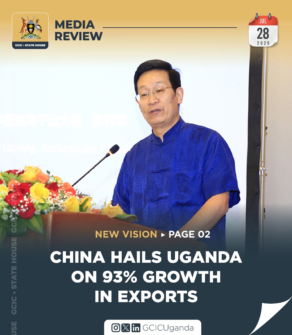 GCICMediaReview's tweet image. China’s Ambassador Zhang Lizhong congratulates Uganda on 93% export growth to China in Q1, credits zero-tariff policy for coffee surge.
media.gcic.go.ug/2025/07/28/med…
#GCICMediaReview