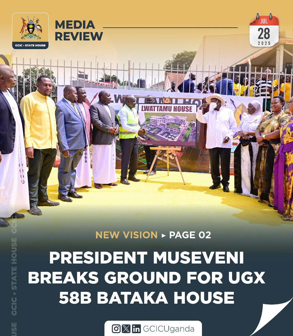 GCICMediaReview's tweet image. President Museveni breaks ground for UGX 58B Lwattamu House, a six-storey headquarters for Buganda clan heads near Lubiri, Mengo.
media.gcic.go.ug/2025/07/28/med…
#GCICMediaReview