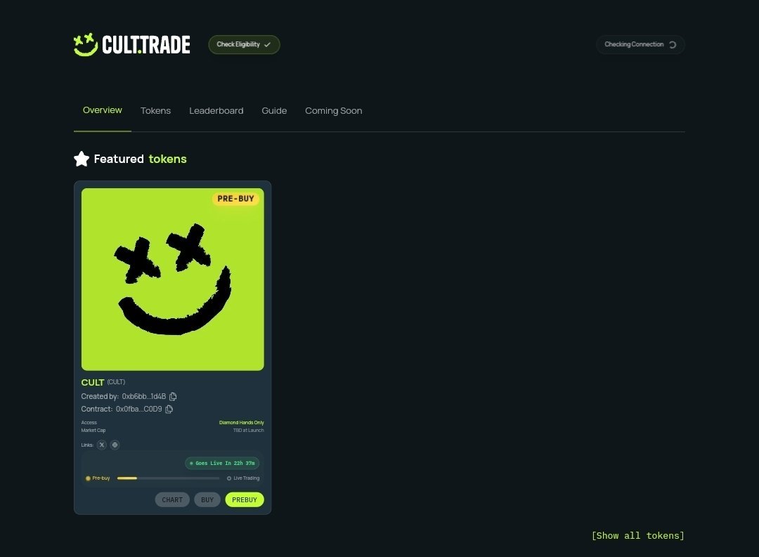 MonadCommunity's tweet image. Phase 0 for @cultdottrade just went live on @monad testnet.
Drop your Monad wallet address👇
You can now pre-buy access here: cult.trade
Eligible users:
• Monadverse Genesis Hatch holders
• Skrumpets
• R3tards
• Holders of both Monadverse Chapter 1–9 and 1M…