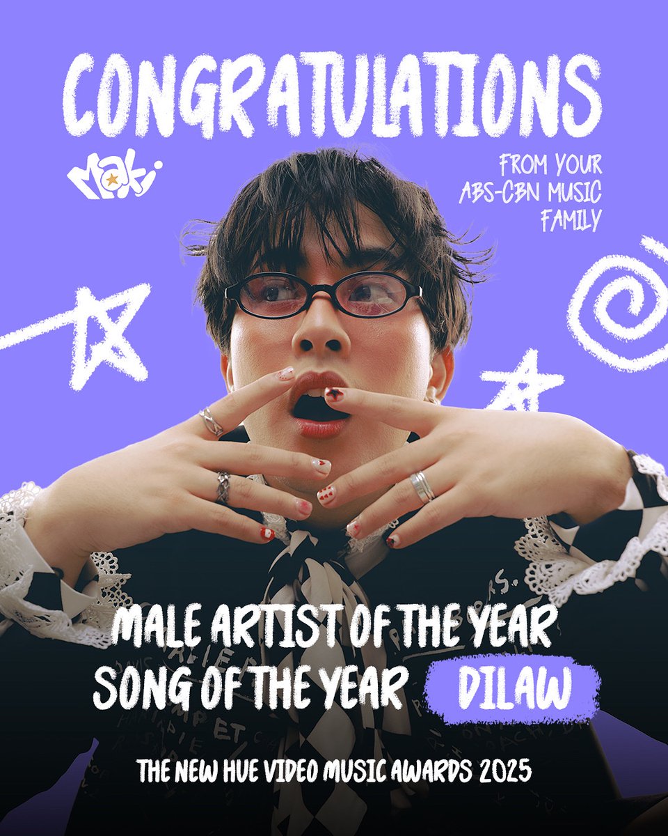 tarsierrecords's tweet image. Maki シ wins ‘Male Artist of the Year’ and ‘Song of the Year’ for ‘Dilaw’ at The New Hue Video Music Awards 2025! 💛
Keep streaming 'Dilaw' here:
🔗orcd.co/makidilaw
#Maki #MakiDilaw #TheNewHueVMA2025 #MaleArtistOfTheYear #SongOfTheYear