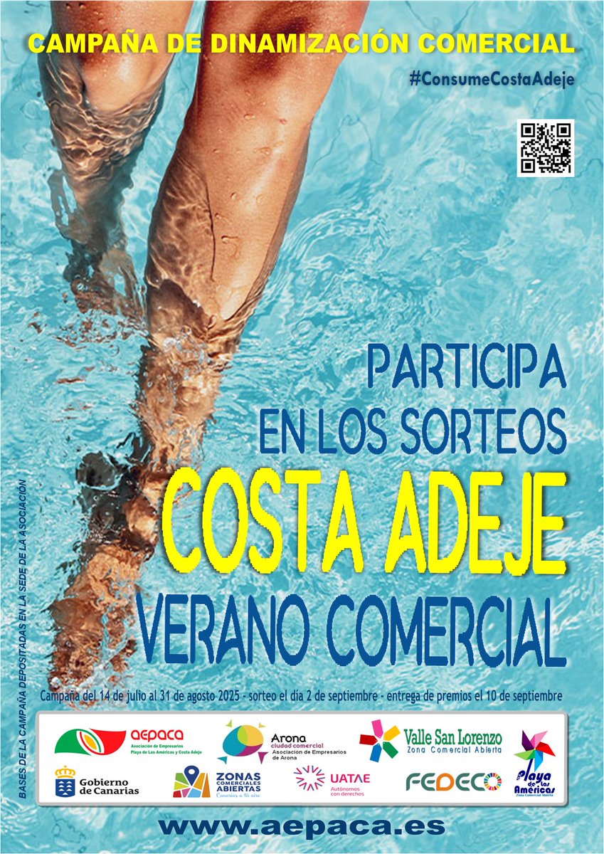 🔴 Los comercios de Playa de Las Américas y Costa Adeje premian las compras en verano
⏺️ Participa en la campaña de dinamización comercial hasta al 31 de agosto,  bajo el título “Cómprate Arona y Costa Adeje en Verano”.
ℹ️ aepaca.es/costa-adeje-ve…