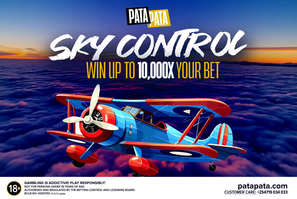 patapata254's tweet image. Why start a new week broke na Sky Control iko ready kukulipa msee?
Peperusha ndege na 20 bob tu, control the skies and win up to 10,000X your bet.

Take off now 👉 patapata.com

🔞 Play Responsibly | 18+ ONLY
#SkyControl #ChezaPataCash #PlayResponsibly
