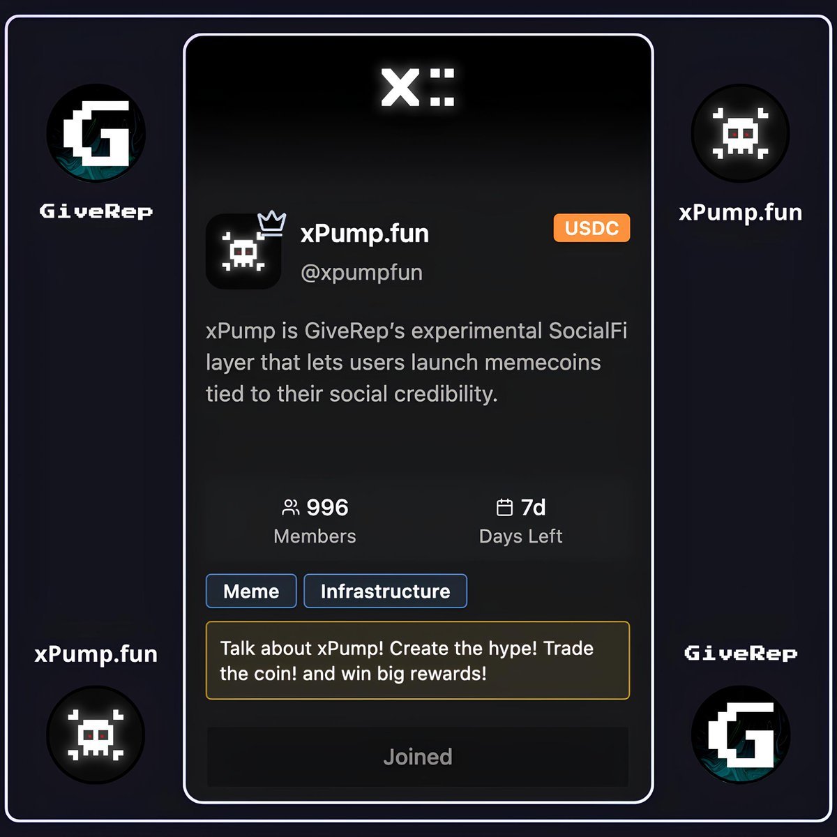 Defi_Godwinnn's tweet image. If you&apos;re still fading giverep in 2025 you&apos;re on the wrong path 🥲

@xpumpfun is now part of the loyalty programs you can dive into

Still thinking about launching that coin? xpump has it covered as it allows users launch memecoins tied to their social credibility 🔥💀