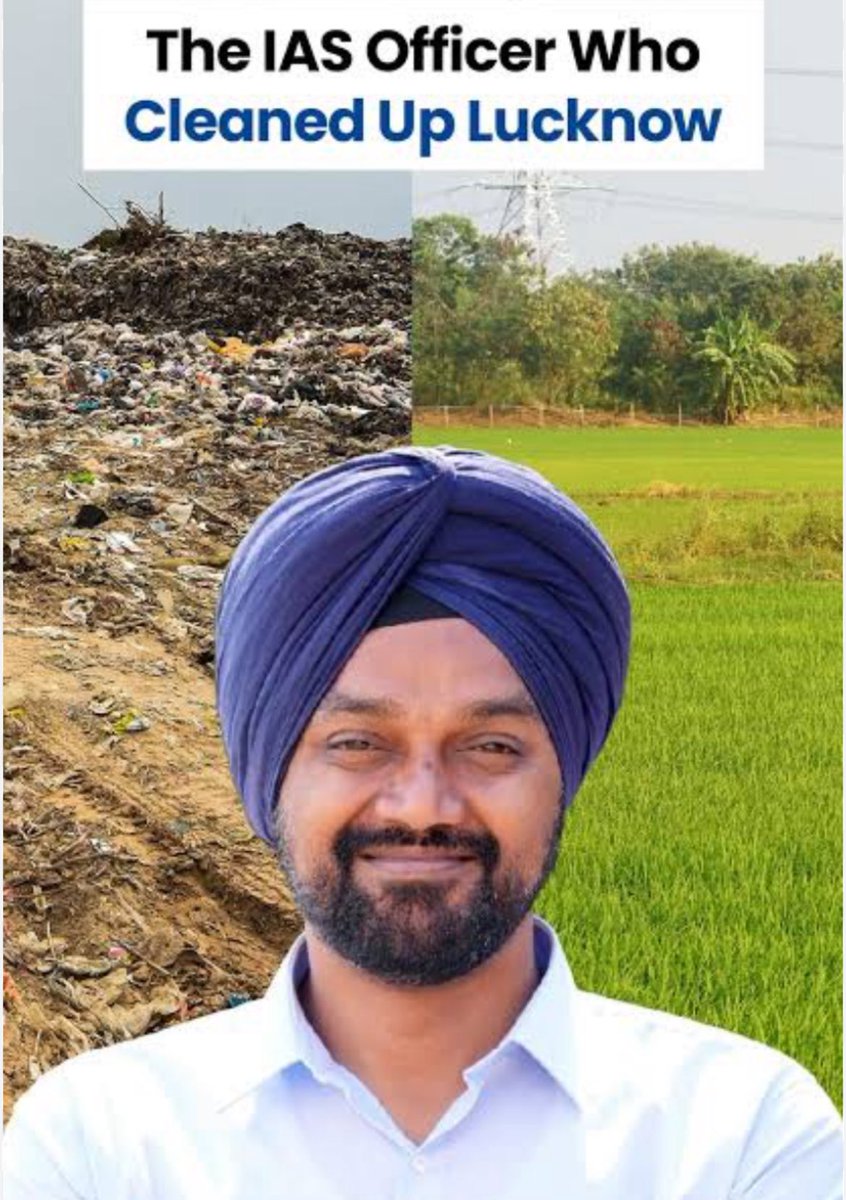 IAS Inderjeet Singh transformed Lucknow (2022–24): from rank 41 → 🥉 in Swachh Survekshan via Shivri waste‑processing, timely municipal payroll, tax boost &amp; smart‑city tools (AI‑cams, digital library, GeM). Now driving UP’s green‑energy vision.
