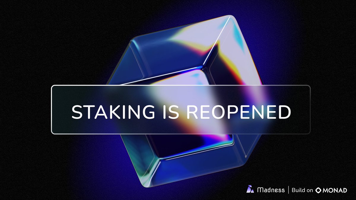 Madness | Based on Monad (@madnessexchange) on Twitter photo STAKING IS REOPENED
We’re reopening the Staking feature on <a href="/MadnessExchange/">Madness | Based on Monad</a> with significant improvements, built with deep consideration and input from the Monad team following recent events.
Visit: madness.finance/stake
1. Daily fixed rewards
Rewards are now fixed every 24 STAKING IS REOPENED
We’re reopening the Staking feature on <a href="/MadnessExchange/">Madness | Based on Monad</a> with significant improvements, built with deep consideration and input from the Monad team following recent events.
Visit: madness.finance/stake
1. Daily fixed rewards
Rewards are now fixed every 24
