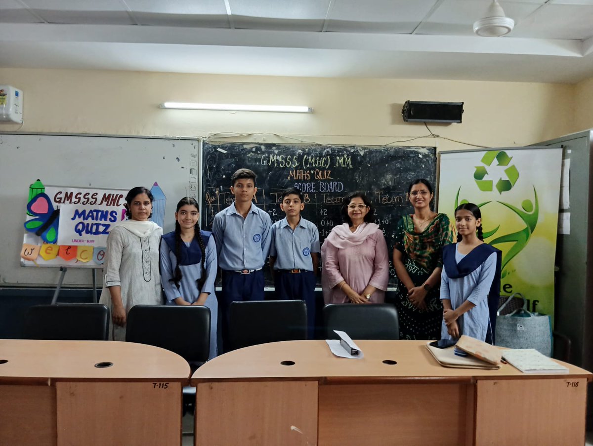 GmsssMhc's tweet image. Maths Quiz competition was held @GmsssMhc under RAA at  secondary level . Students of classes 9th and 10th participated wholeheartedly .Students showcased their talent.Different rounds like general mental ability,rapid fire was conducted. @SchoolEduChd #mathsquiz