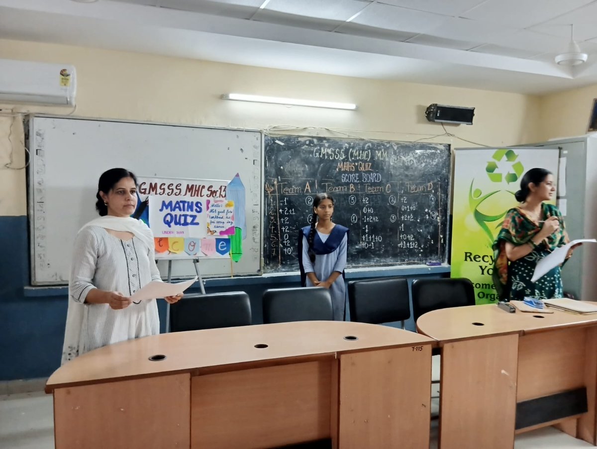 GmsssMhc's tweet image. Maths Quiz competition was held @GmsssMhc under RAA at  secondary level . Students of classes 9th and 10th participated wholeheartedly .Students showcased their talent.Different rounds like general mental ability,rapid fire was conducted. @SchoolEduChd #mathsquiz