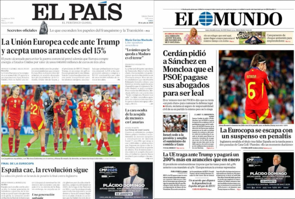 Inspectores_IHE's tweet image. Buenos días.
Algunas de las principales portadas 📰 del lunes, 28 de julio de 2025.