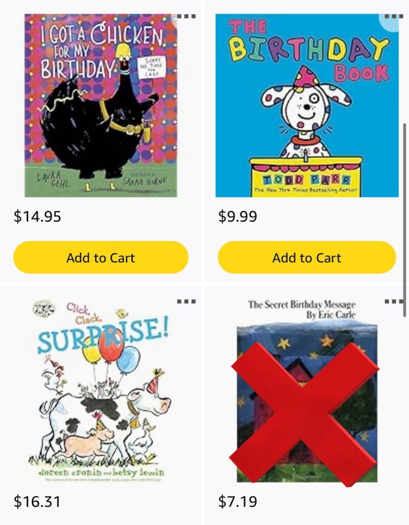 jwaltemire's tweet image. I have birthday 🎂 books 📕 on my list. I want to create a basket of b-day books. Kids will choose a book for me to read on their b-day. 

amazon.com/hz/wishlist/ls…