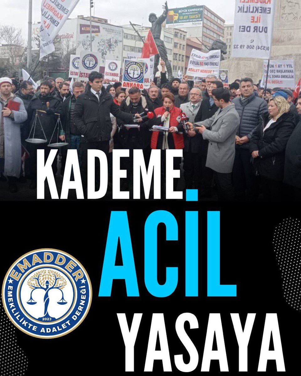 Sel Ma ⚖️ (@selma7012833594) on Twitter photo Kademeli emeklilik bekleyen Milyonları duymaz gelmeyin artık.!!
Kademe Acil yasalaşmalı.!!
<a href="/EmadDernegi/">EMEKLİLİKTE ADALET DERNEĞİ ⚖️</a>
#KademeHerYerde Kademeli emeklilik bekleyen Milyonları duymaz gelmeyin artık.!!
Kademe Acil yasalaşmalı.!!
<a href="/EmadDernegi/">EMEKLİLİKTE ADALET DERNEĞİ ⚖️</a>
#KademeHerYerde