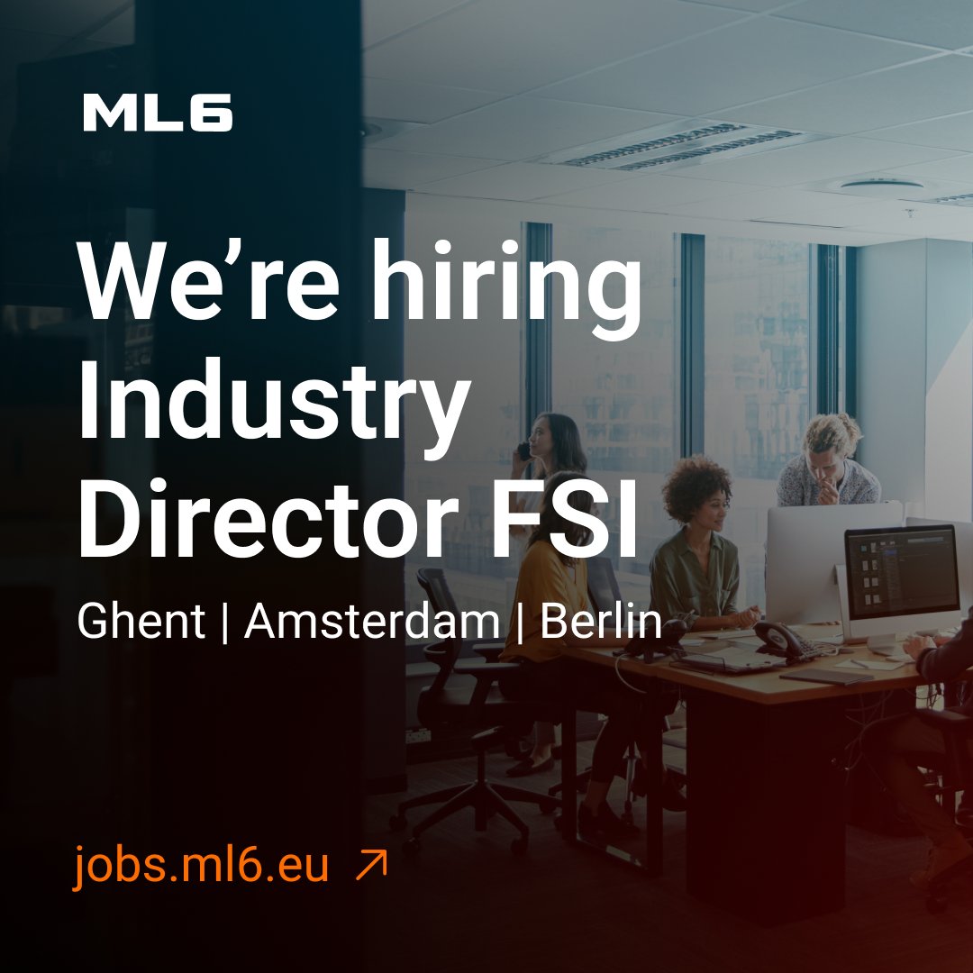 🚀 We're #hiring: 𝗜𝗻𝗱𝘂𝘀𝘁𝗿𝘆 𝗗𝗶𝗿𝗲𝗰𝘁𝗼𝗿 𝗙𝗦𝗜 (#Financial Services)
Ready to lead the AI transformation in financial services? Join ML6 to shape strategy, drive innovation, and make  the industry future-proof.
🔍 Bring your vision. Lead the way.
👉 Apply now: