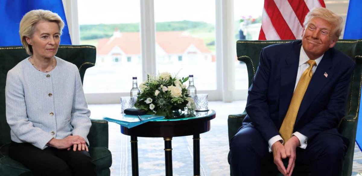 ‼️‼️‼️

Trump ograł Urszulkę‼️

Porozumienie von der Leyen-Trump to 15% cła na towary UE (UE chciała 0%), 750 mld USD na gaz i ropę z USA i 600 mld USD europejskich inwestycji w amerykańską gospodarkę. 

UE w rękach lewaków oraz promigracyjnych i klimatycznych świrów jest niczym!